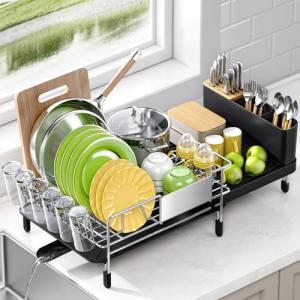 Expandable Stainless Steel Dish Drying Rack Set