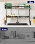 Adjustable Over Sink Dish Drying Rack, Black