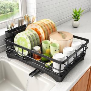Stainless Steel Large Dish Drying Rack with Cutlery Holder