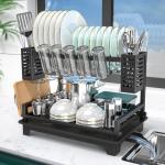 2-Tier Stainless Steel Dish Drying Rack with Drainboard