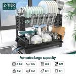 2-Tier Stainless Steel Dish Drying Rack with Drainboard
