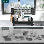 2-Tier Stainless Steel Dish Drying Rack with Drainboard
