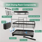 Large 2-Tier Kitchen Dish Drying Rack with Utensil Holder