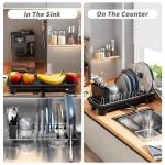 Compact Stainless Steel Dish Drying Rack with Utensil Holder