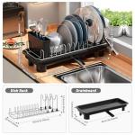Compact Stainless Steel Dish Drying Rack with Utensil Holder