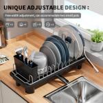Compact Stainless Steel Dish Drying Rack with Utensil Holder
