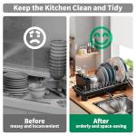 Compact Stainless Steel Dish Drying Rack with Utensil Holder