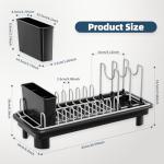 Compact Stainless Steel Dish Drying Rack with Utensil Holder