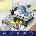 COHOSEGE Expandable Dish Drying Rack with Cutlery Holder