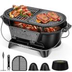 VIVOHOME Oval Cast Iron Grill with Grates