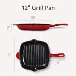 CAROTE 10" Cast Iron Grill Pan Skillet
