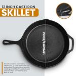 Pre-Seasoned 12.5-Inch Cast Iron Skillet with Handle Holder