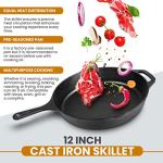 Pre-Seasoned 12.5-Inch Cast Iron Skillet with Handle Holder