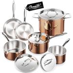 Ciwete 10-Piece Copper Stainless Steel Cookware Set