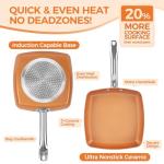 Non-Stick Copper Square Frying Pan, 9.5