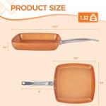 Non-Stick Copper Square Frying Pan, 9.5