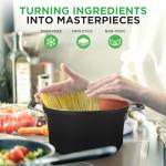 NutriChef 14-Piece Non-Stick Pots & Pans Set - Multi-Sized Cooking Pots with Lids, Small and Medium Frying Pans with Slotted Spatula, Pasta Server, Soup Ladle, Silicone Handles (Copper Color)