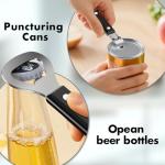 2PCS Can Opener Manual & Bottle Opener, Smooth Edge Manual Can Openers with Strong Magnet, Heavy Duty Stainless Steel Abrelatas Handheld Can Openers for Seniors- Premium Kitchen Supplies (Black)