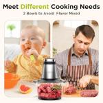 KOIOS 500W Electric Food Processor with 2 Bowls