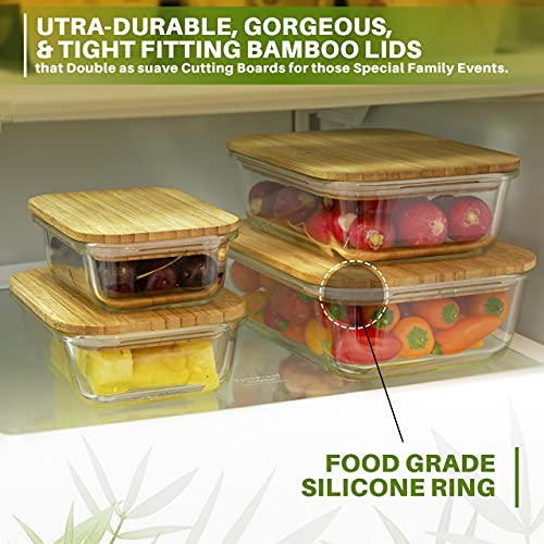 Eco-Friendly Glass Food Storage Containers - 4 Piece Set