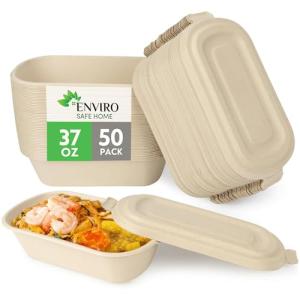 Compostable Meal Prep Containers with Lids - 50 Pack
