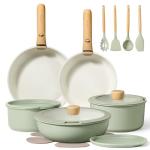 CAROTE 19-Piece Nonstick Cookware Set, Sage Green