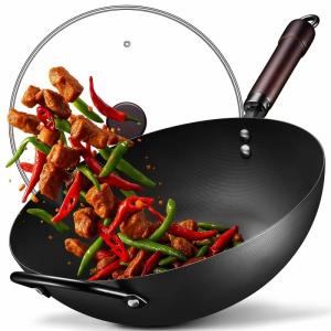 13-Inch Nonstick Carbon Steel Wok with Lid