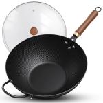 13-Inch Nonstick Carbon Steel Wok with Glass Lid