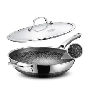 13-Inch Nonstick Stainless Steel Wok with Lid