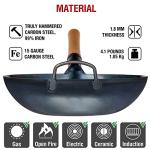 YOSUKATA 13.5” Blue Carbon Steel Wok Pan