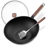 Carbon Steel Wok Set with Glass Lid and Spatula