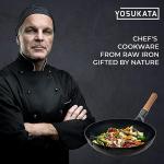 YOSUKATA 13.5” Blue Carbon Steel Wok Pan