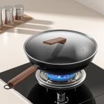 Carbon Steel Wok with Glass Lid and Spatula