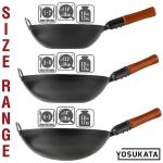 YOSUKATA 13.5" Pre-Seasoned Carbon Steel Wok