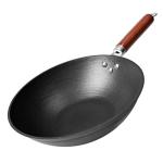 11-Inch Cast Iron Wok with Wooden Handle