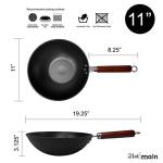 11-Inch Cast Iron Wok with Wooden Handle