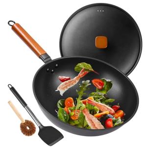 12.9" Carbon Steel Nonstick Wok with Spatula