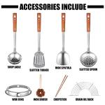 Teewe 13.4" Hand-Hammered Carbon Steel Wok Set