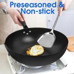 12.5 Inch Carbon Steel Wok with Lid and Spatula