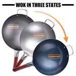 Teewe 13.4" Hand-Hammered Carbon Steel Wok Set