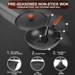 12.9" Carbon Steel Nonstick Wok with Spatula