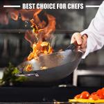 Teewe 13.4" Hand-Hammered Carbon Steel Wok Set