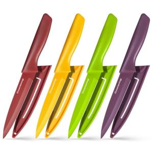 Gourmetop 4-Piece Paring Knife Set with Covers