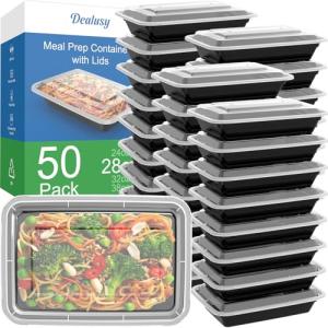 50 Pack Meal Prep Containers with Lids - 28 oz