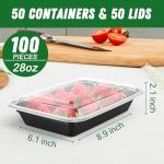 50 Pack Meal Prep Containers with Lids - 28 oz