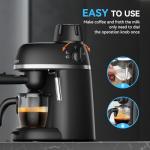 Compact Espresso & Cappuccino Coffee Maker with Steam Wand