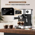 Compact LERTIN 20 Bar Espresso Machine with Frother