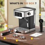 Compact LERTIN 20 Bar Espresso Machine with Frother