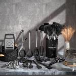 34-Piece Silicone Kitchen Utensils Set with Steel Handles