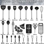 34-Piece Silicone Kitchen Utensils Set with Steel Handles